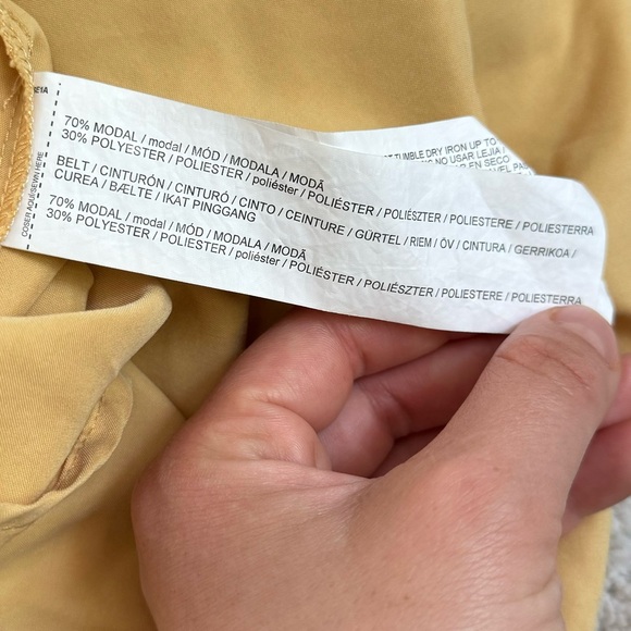 Mango Belted Front Slit Midi Skirt, beautiful yellow color US size XS - Picture 9 of 10